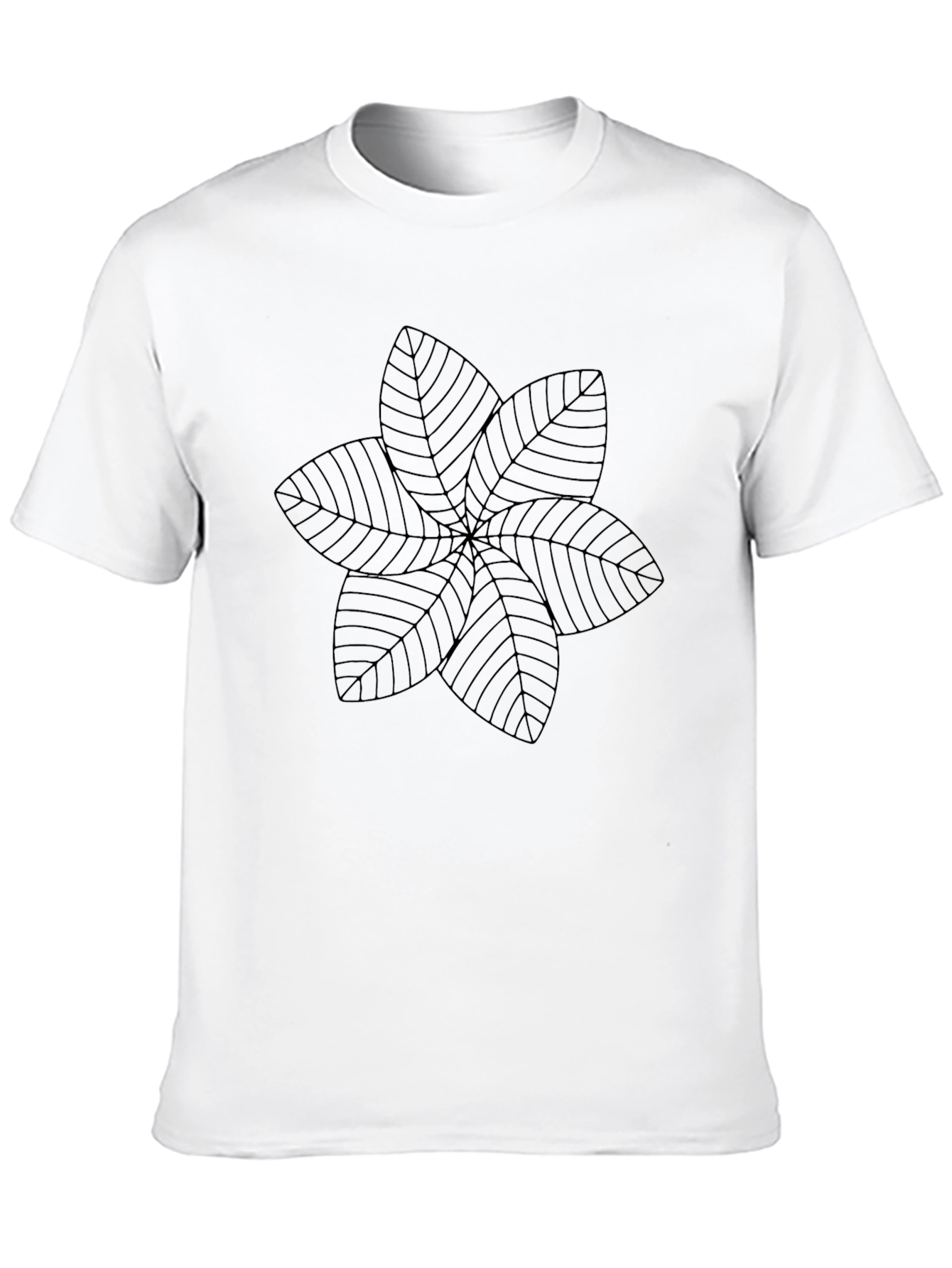 Black Leaf Pattern Tee - Modern Graphic Print