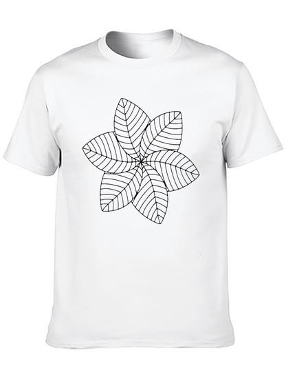 Black Leaf Pattern Tee - Modern Graphic Print