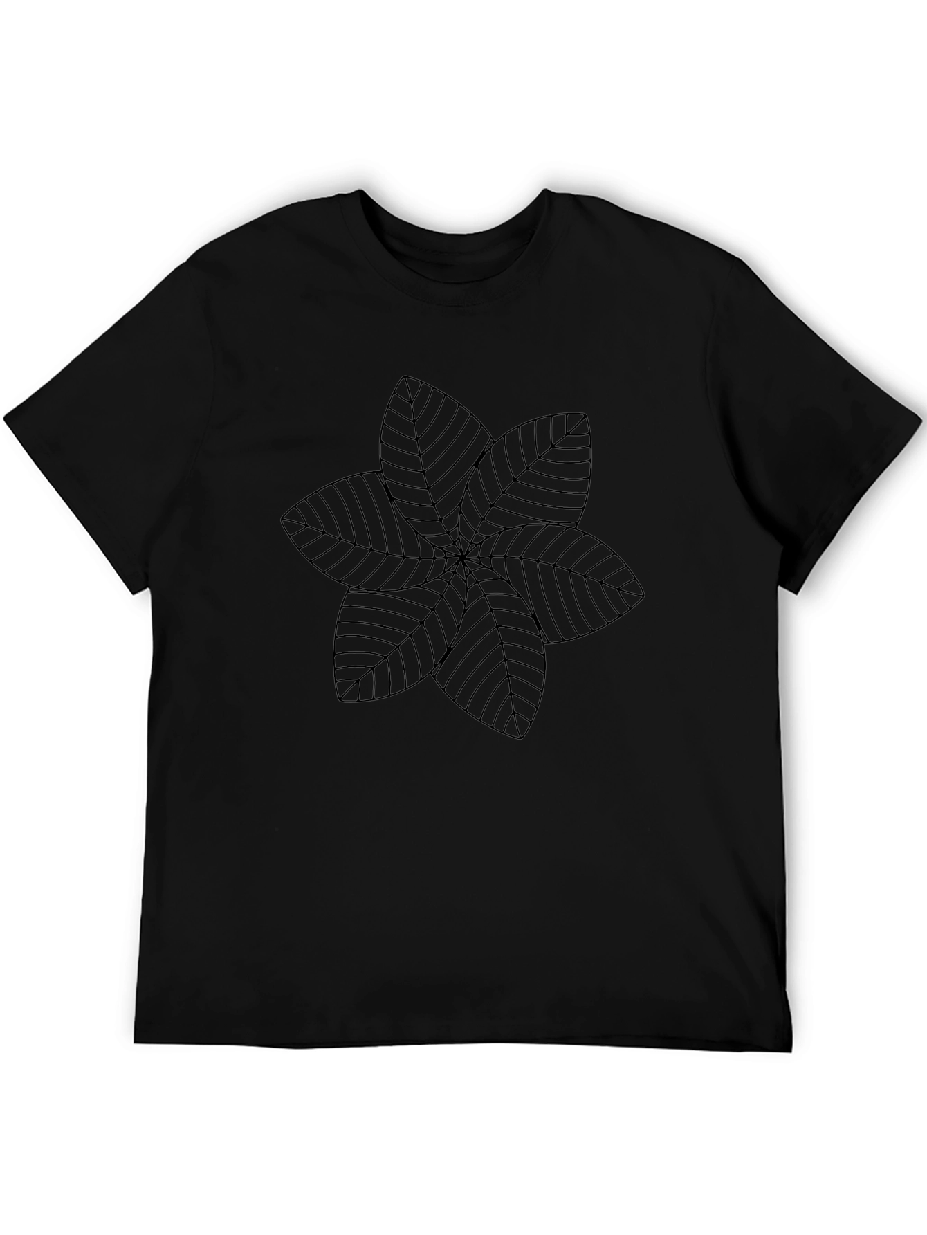 Black Leaf Pattern Tee - Modern Graphic Print