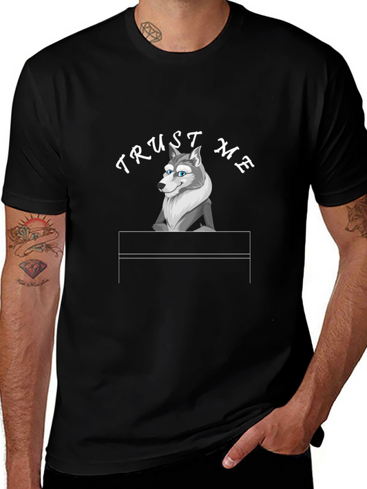 Trust Me Wolf Graphic Tee - Black Cotton T-Shirt