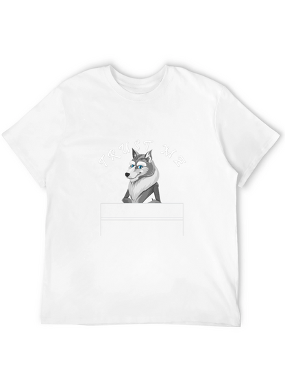 Trust Me Wolf Graphic Tee - Black Cotton T-Shirt