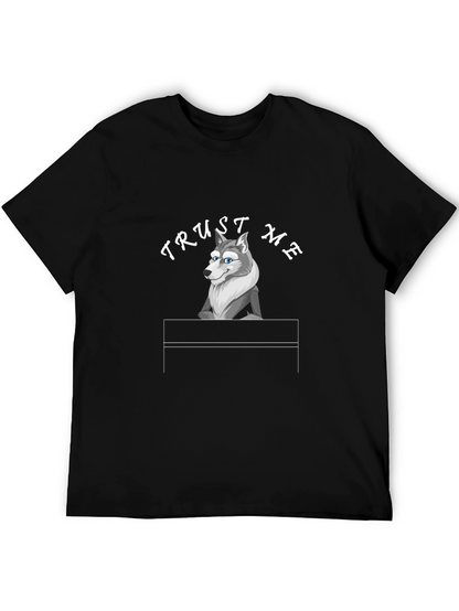 Trust Me Wolf Graphic Tee - Black Cotton T-Shirt