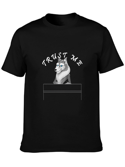 Trust Me Wolf Graphic Tee - Black Cotton T-Shirt