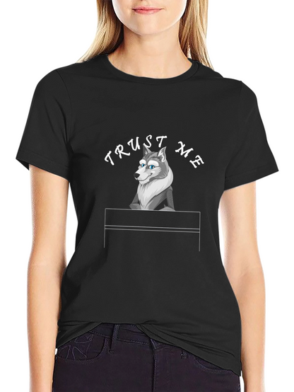 Trust Me Wolf Graphic Tee - Black Cotton T-Shirt