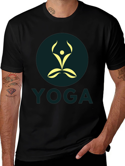 Mens Black Yoga Graphic T-Shirt