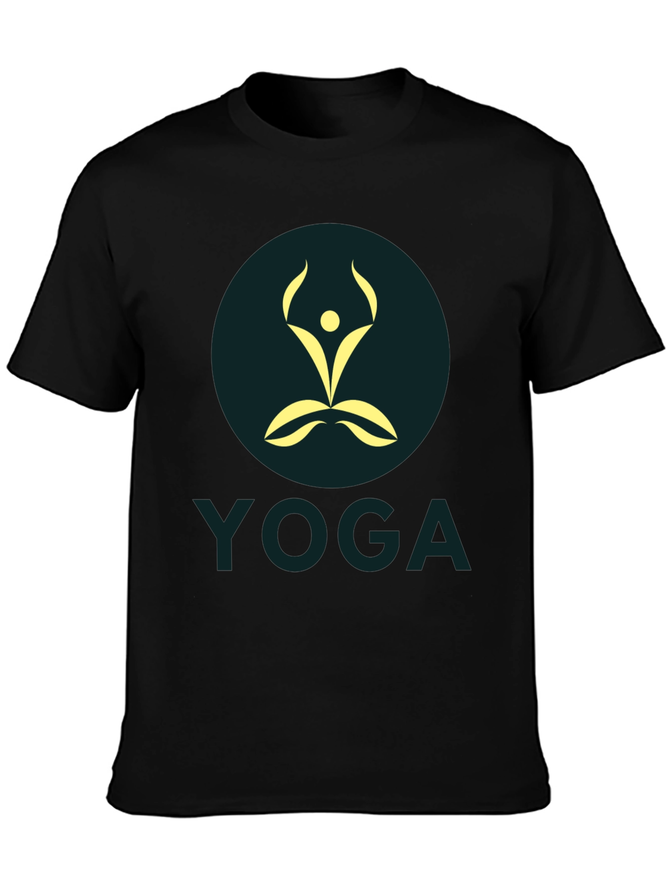 Mens Black Yoga Graphic T-Shirt