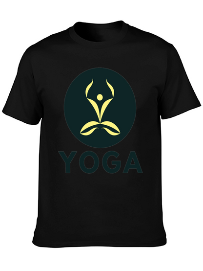 Mens Black Yoga Graphic T-Shirt