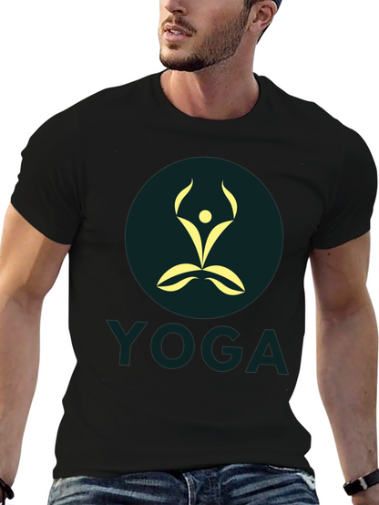 Mens Black Yoga Graphic T-Shirt