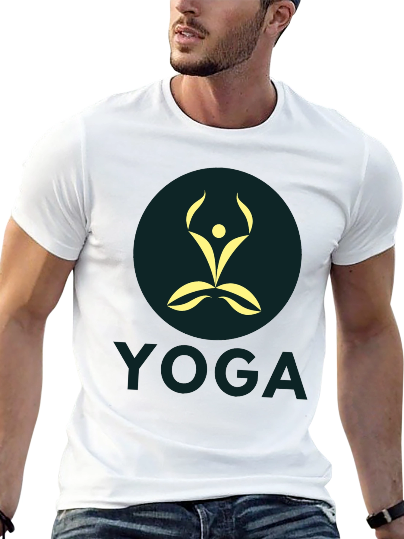 Mens Black Yoga Graphic T-Shirt
