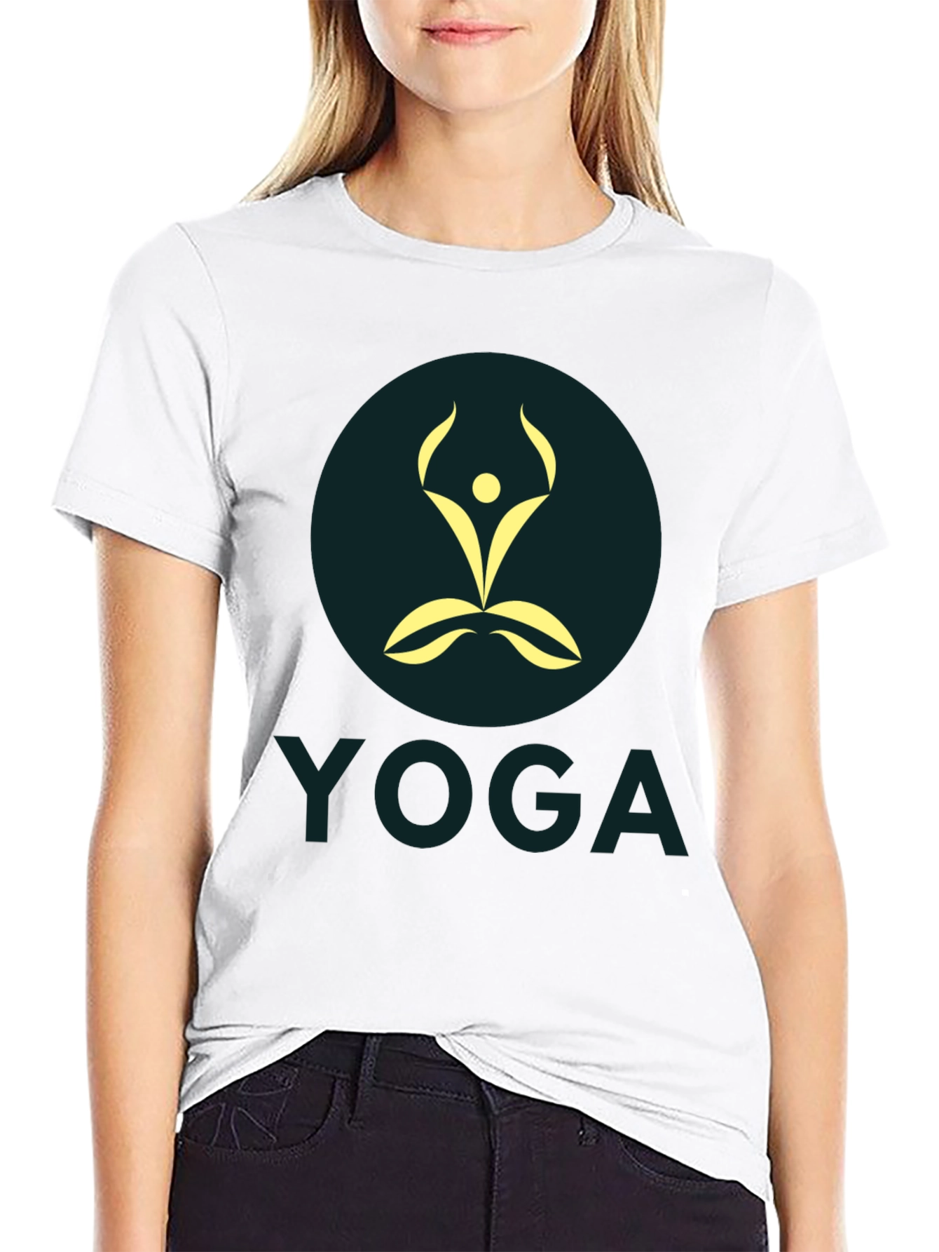 Mens Black Yoga Graphic T-Shirt