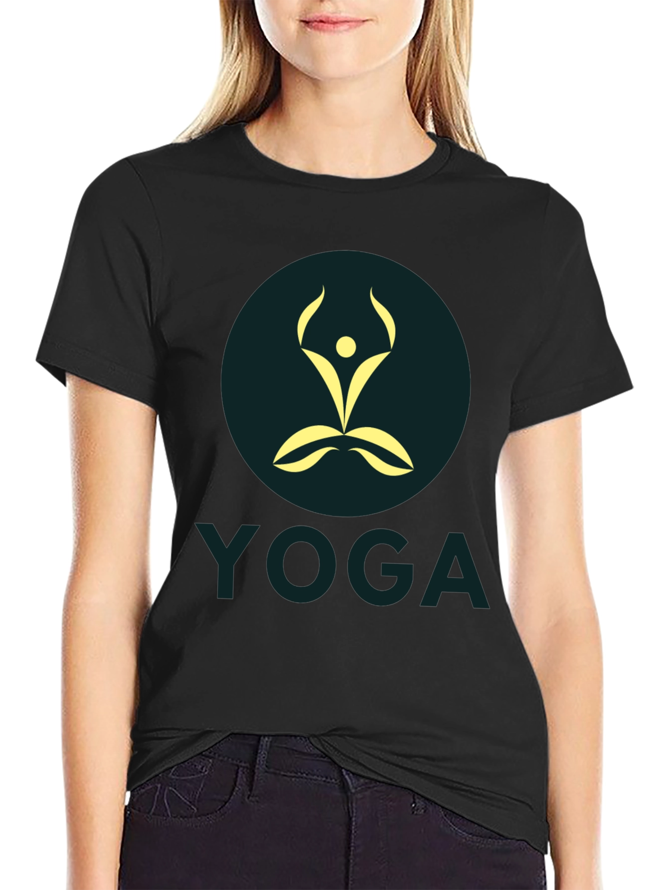 Mens Black Yoga Graphic T-Shirt