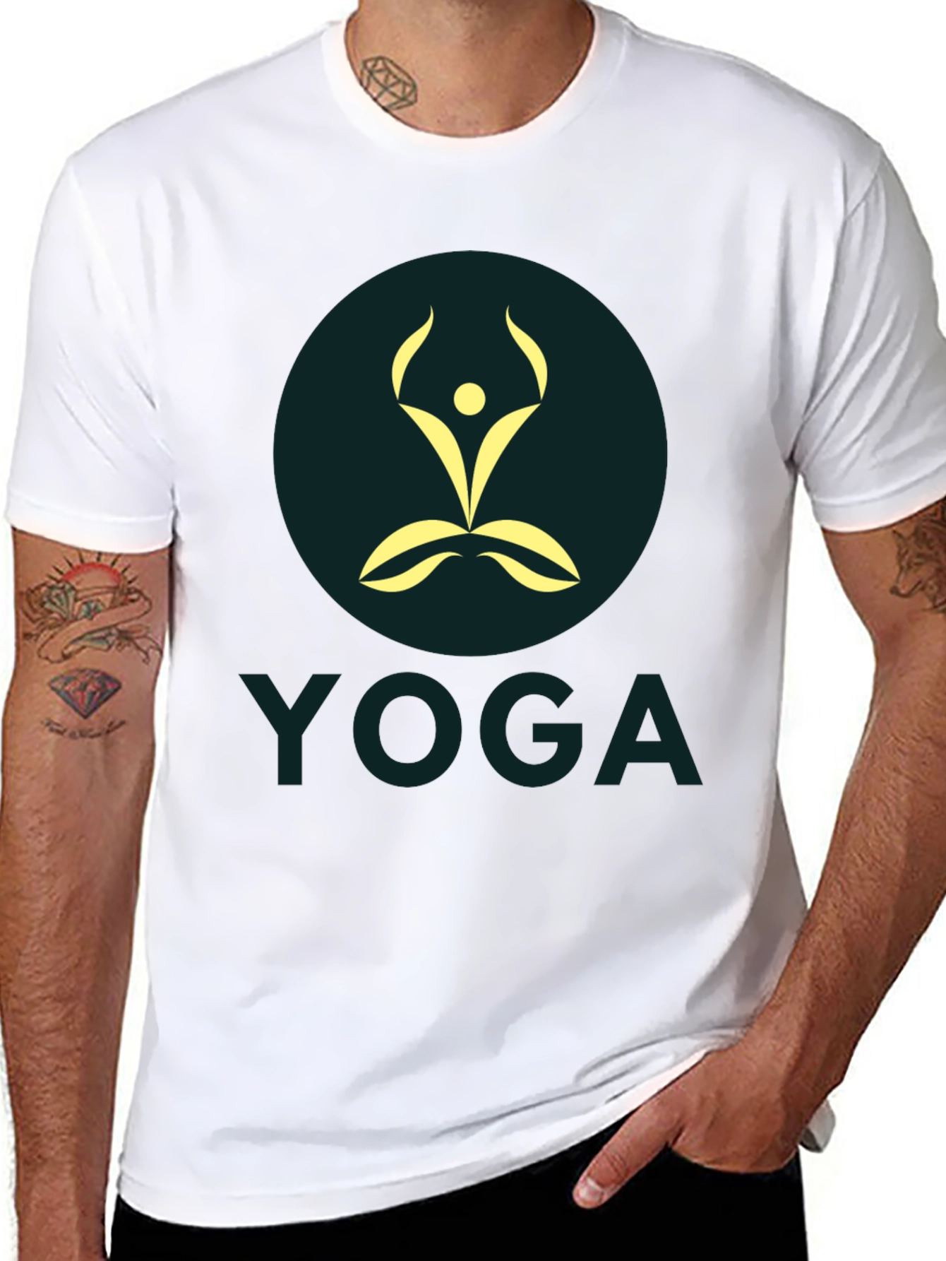 Mens Black Yoga Graphic T-Shirt