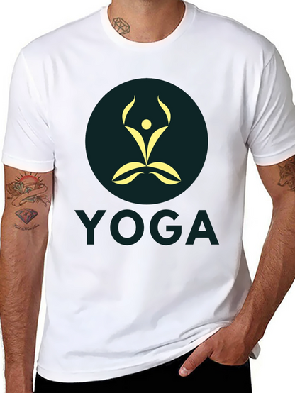 Mens Black Yoga Graphic T-Shirt