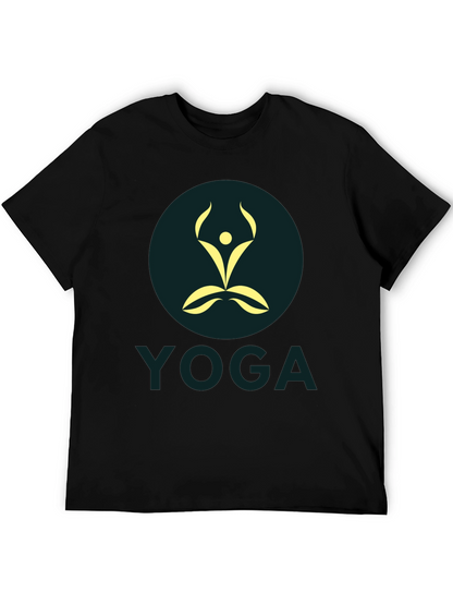 Mens Black Yoga Graphic T-Shirt