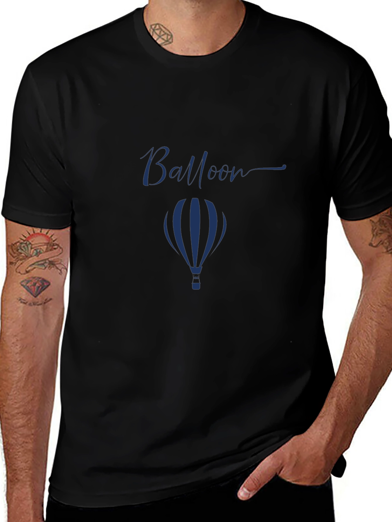 Mens Black Balloon Graphic T-Shirt