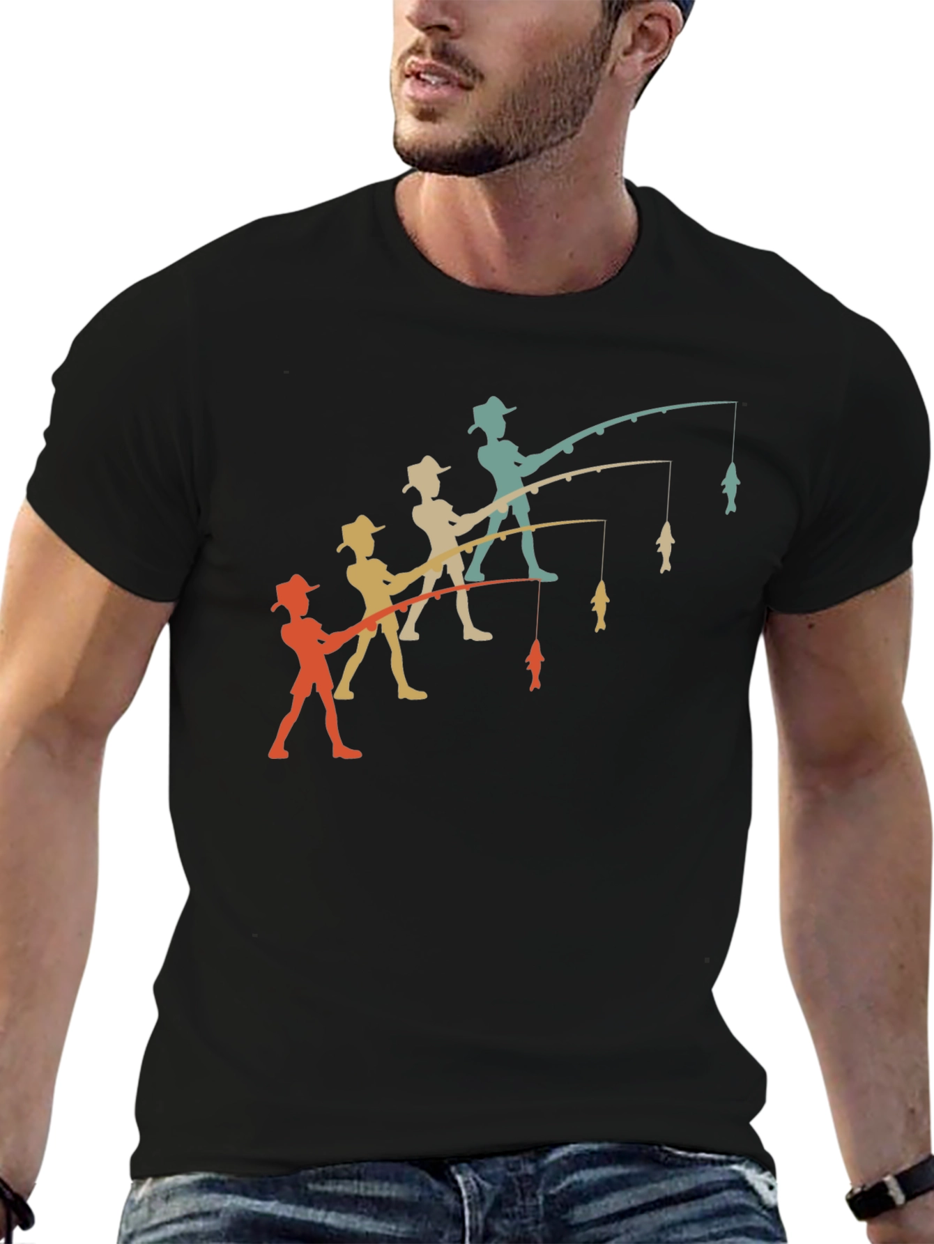 Retro Angler T-Shirt - Fishing Evolution Tee