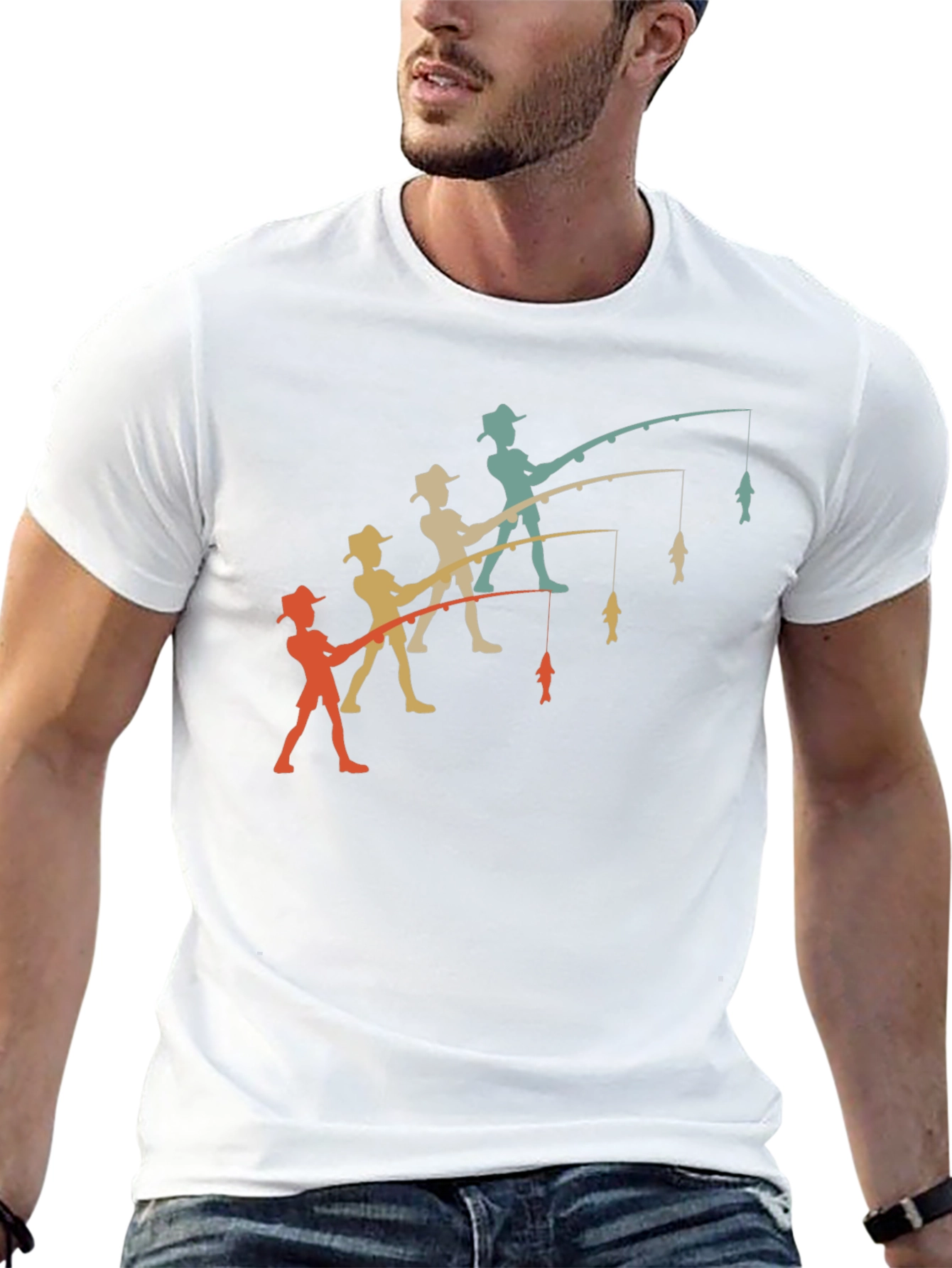 Retro Angler T-Shirt - Fishing Evolution Tee