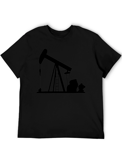 Oil Derrick Graphic T-Shirt - Black