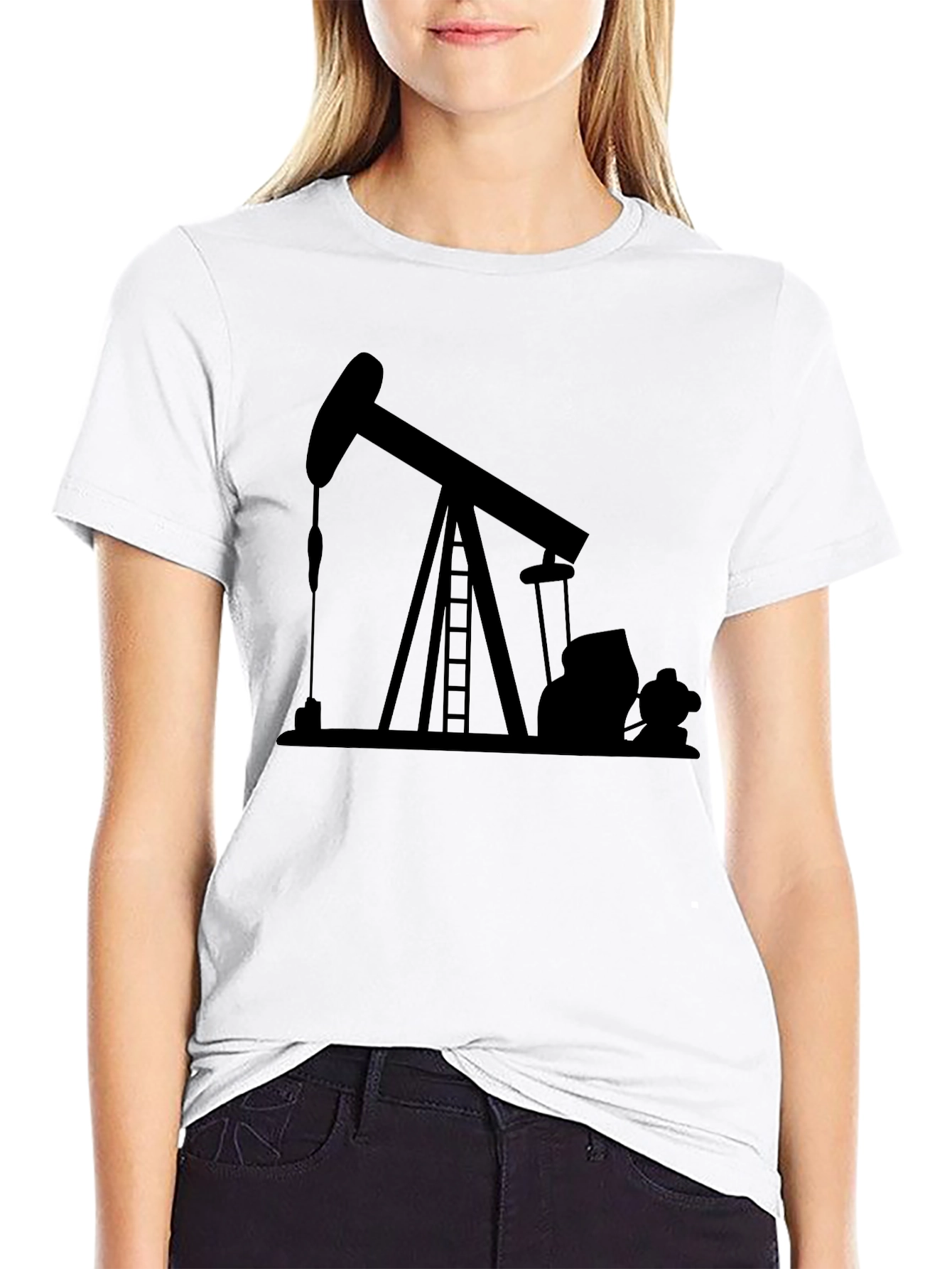 Oil Derrick Graphic T-Shirt - Black