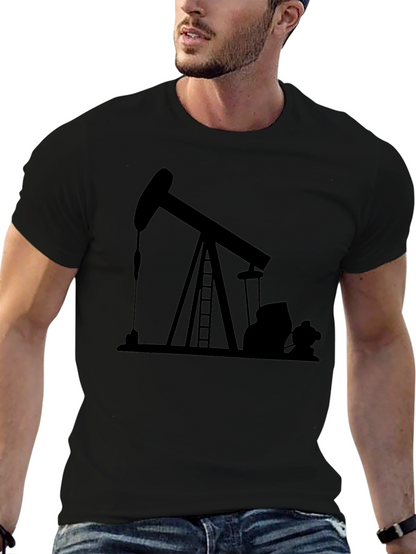 Oil Derrick Graphic T-Shirt - Black