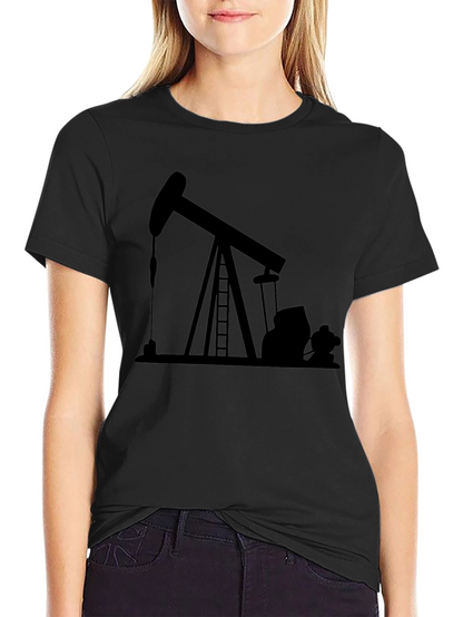 Oil Derrick Graphic T-Shirt - Black