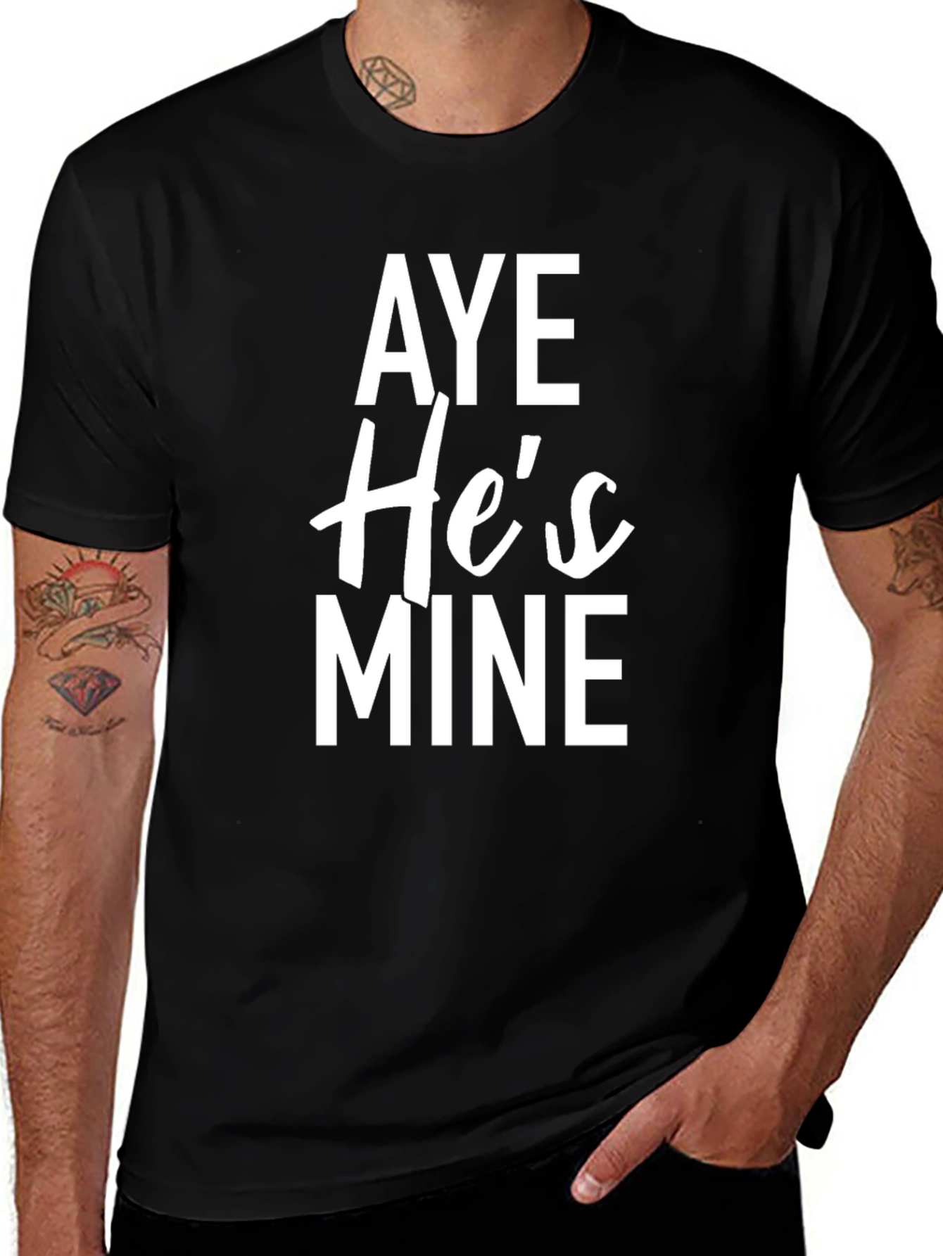 Aye Hes Mine Graphic Tee - Black Cotton Blend