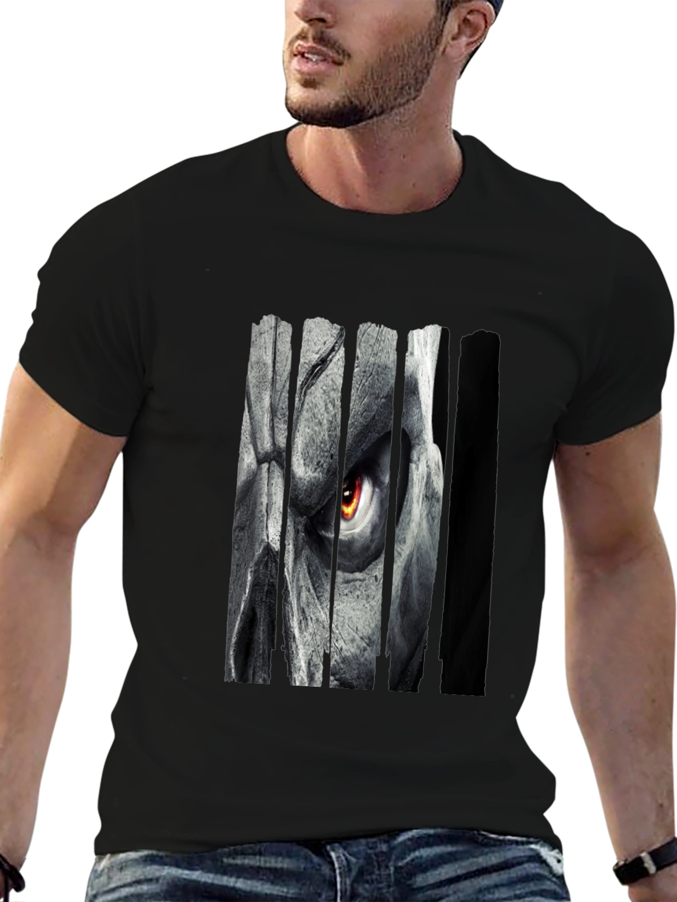 Grim Eye Graphic Print Black T-Shirt