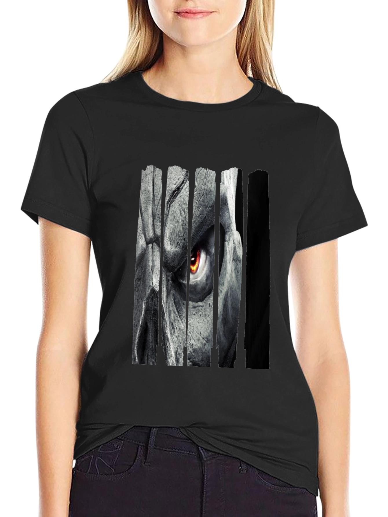 Grim Eye Graphic Print Black T-Shirt