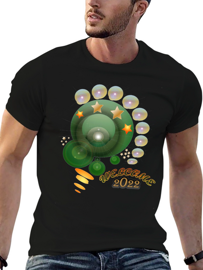Welcome 2022 Graphic Tee - Stylish Mens Black T-Shirt