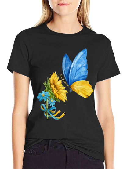 Ukraine Butterfly Sunflower Graphic Tee