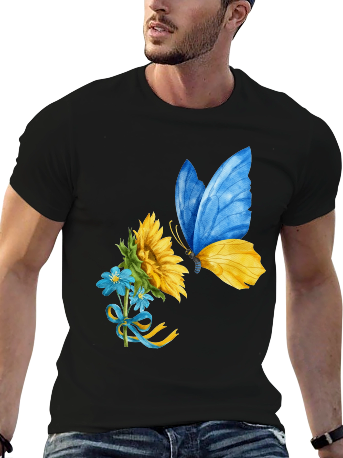 Ukraine Butterfly Sunflower Graphic Tee