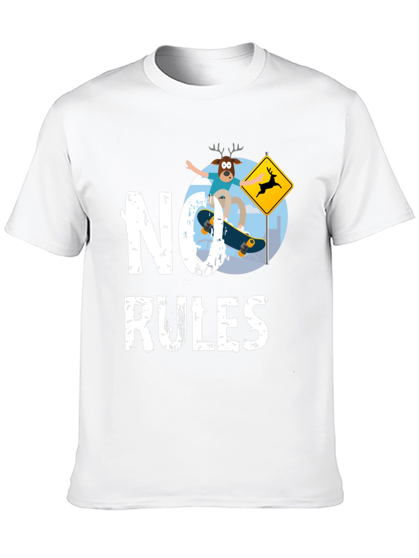 No Rules Deer Skateboard Graphic Tee