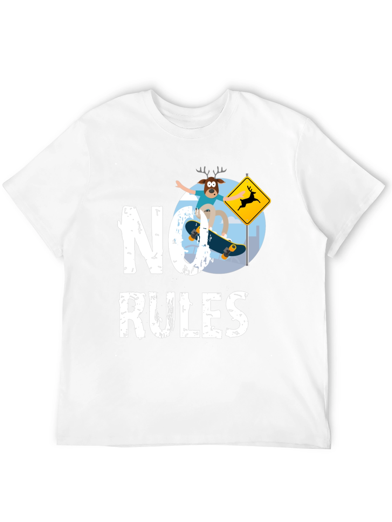 No Rules Deer Skateboard Graphic Tee