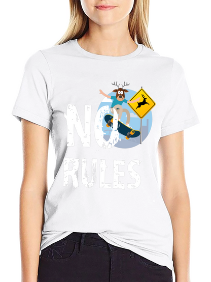 No Rules Deer Skateboard Graphic Tee