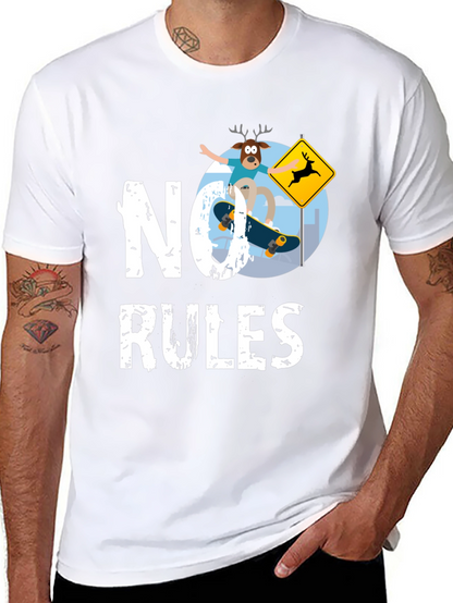No Rules Deer Skateboard Graphic Tee