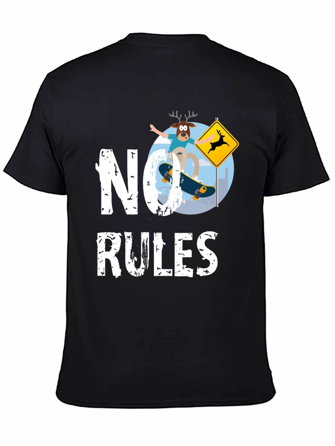 No Rules Deer Skateboard Graphic Tee