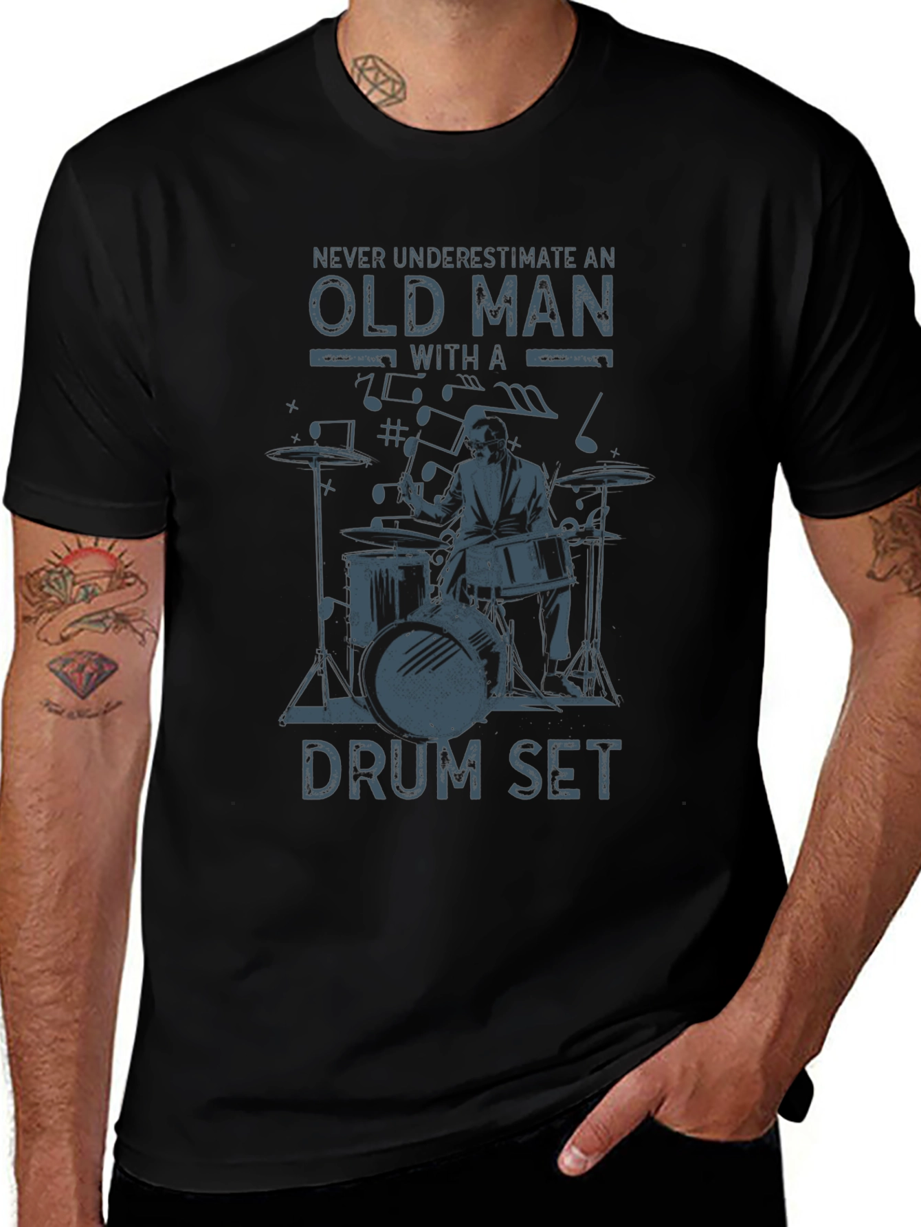 Old Man Drum Set Graphic Tee