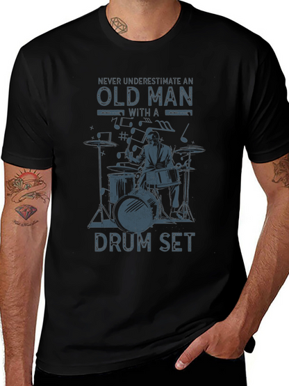 Old Man Drum Set Graphic Tee