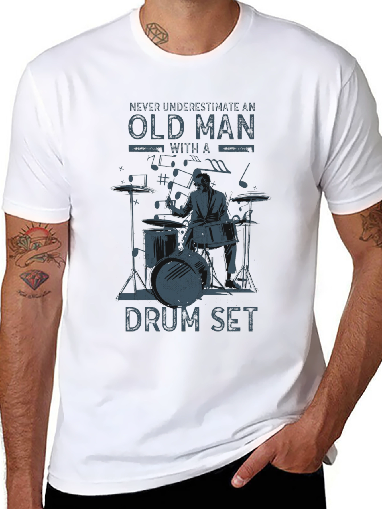 Old Man Drum Set Graphic Tee