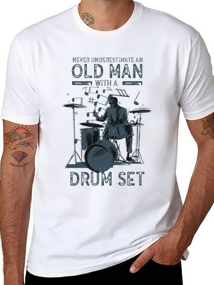 Old Man Drum Set Graphic Tee