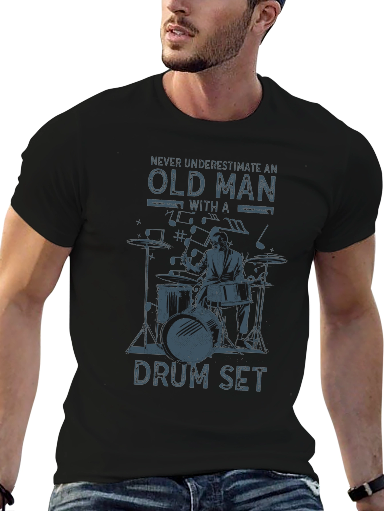 Old Man Drum Set Graphic Tee