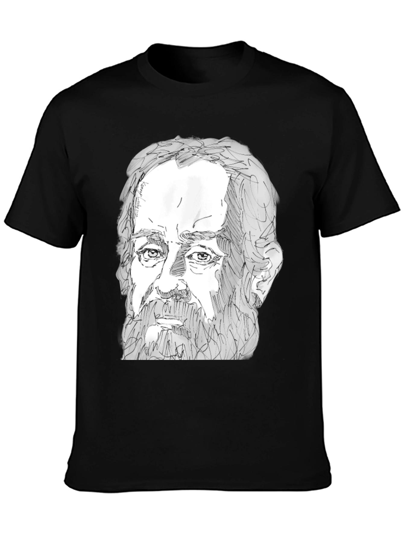 Sketch Portrait Black T-Shirt