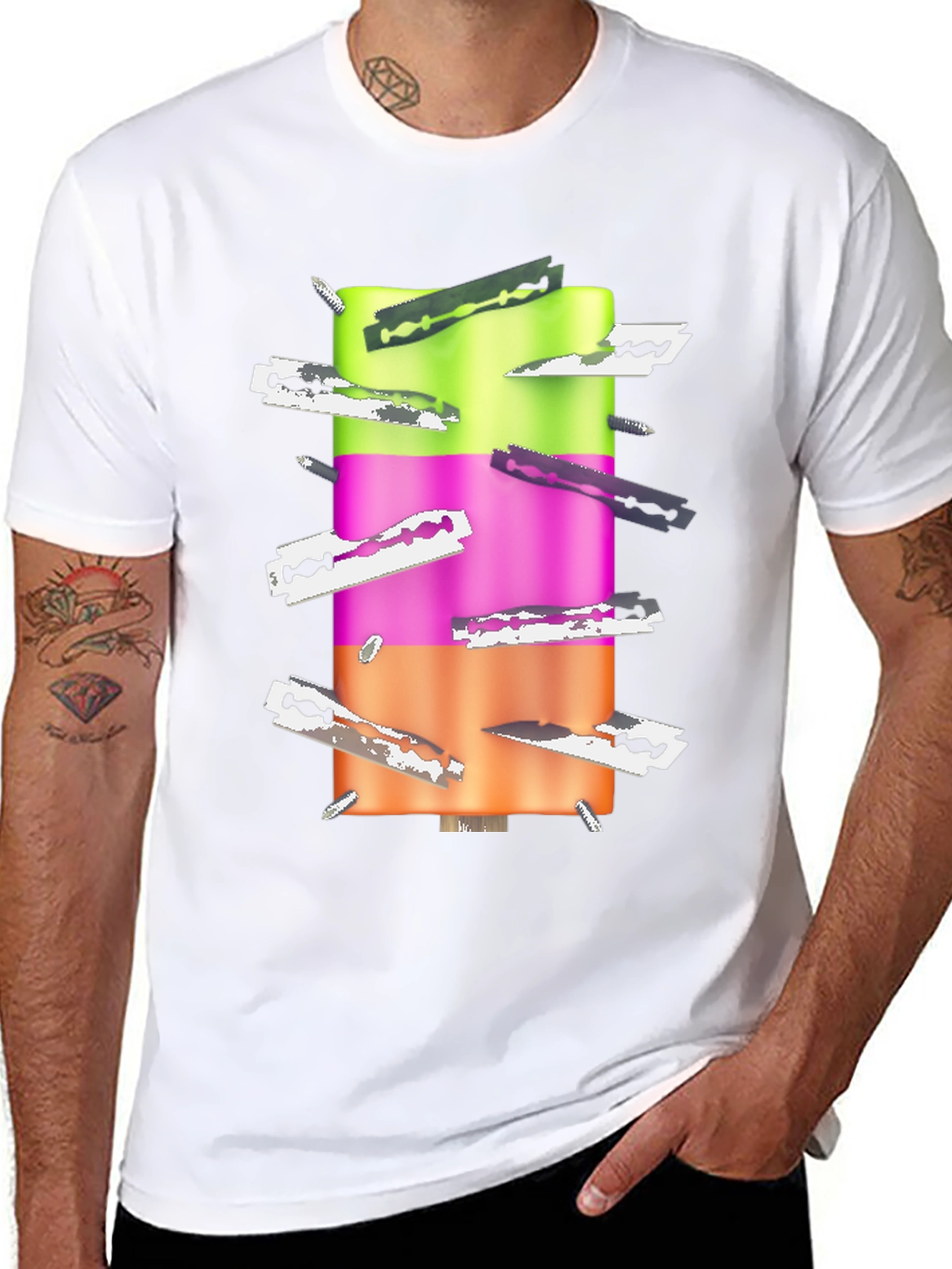 Edgy Ice Pop Tee - Razor Blade Design