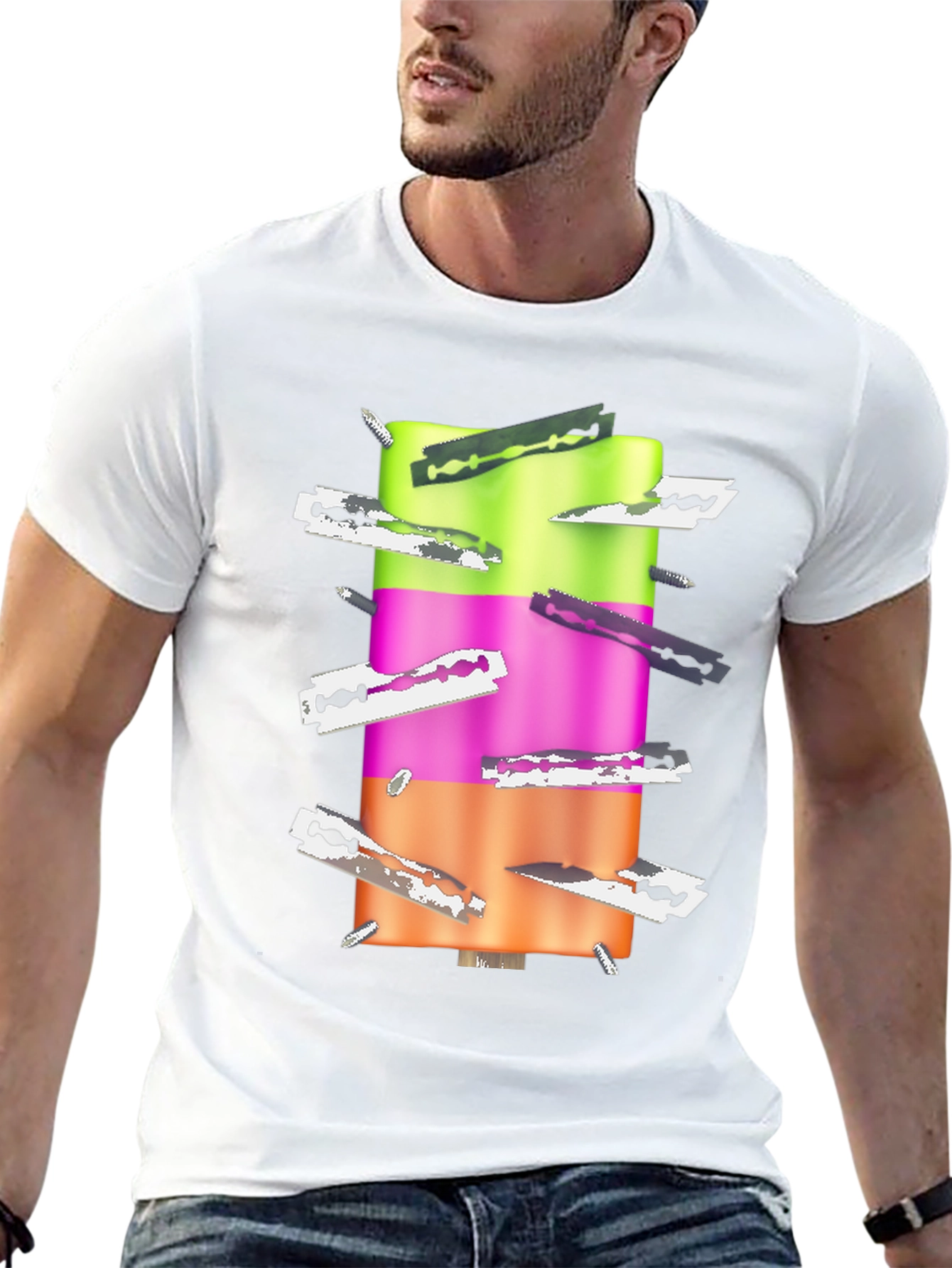 Edgy Ice Pop Tee - Razor Blade Design