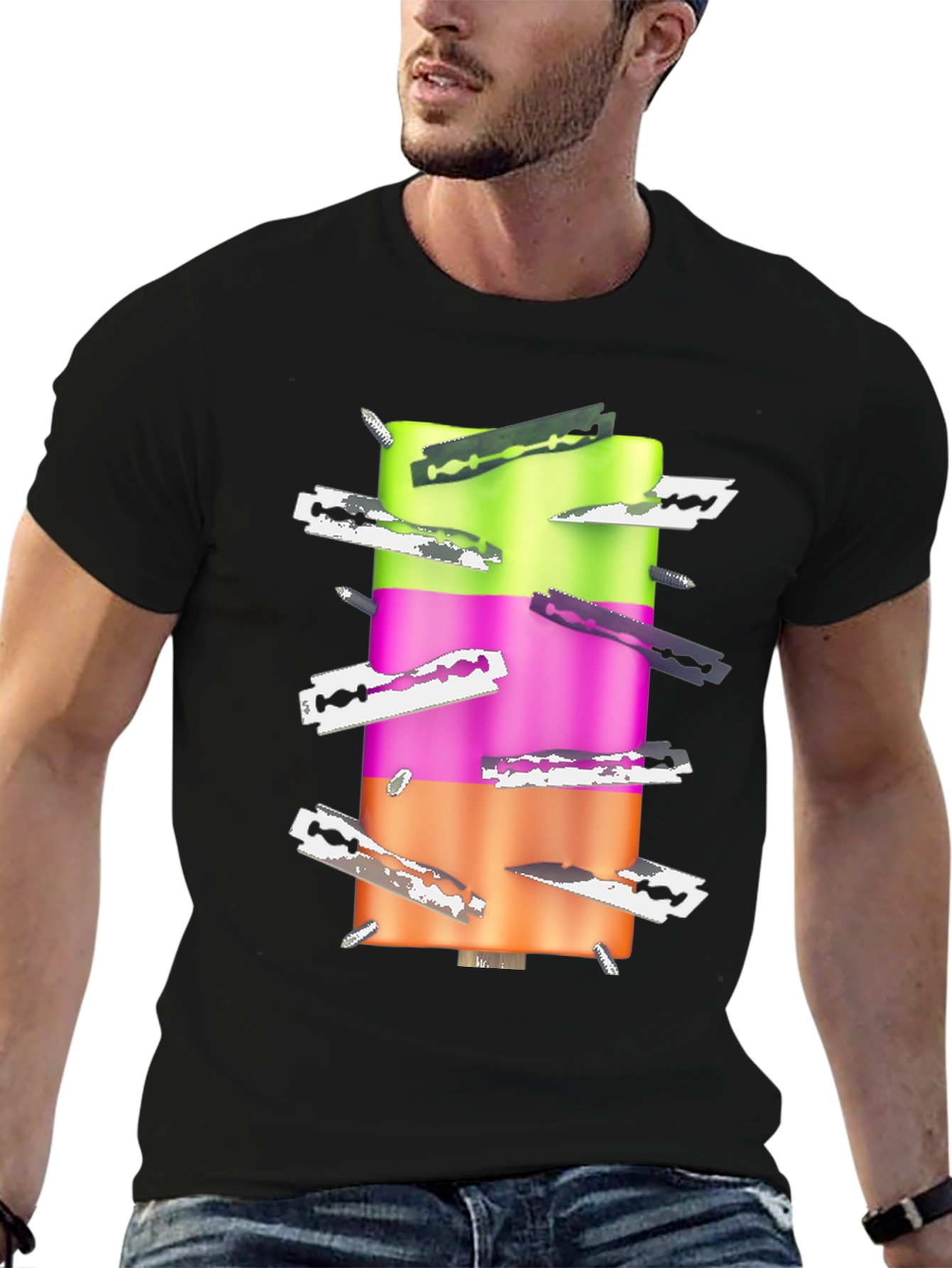 Edgy Ice Pop Tee - Razor Blade Design