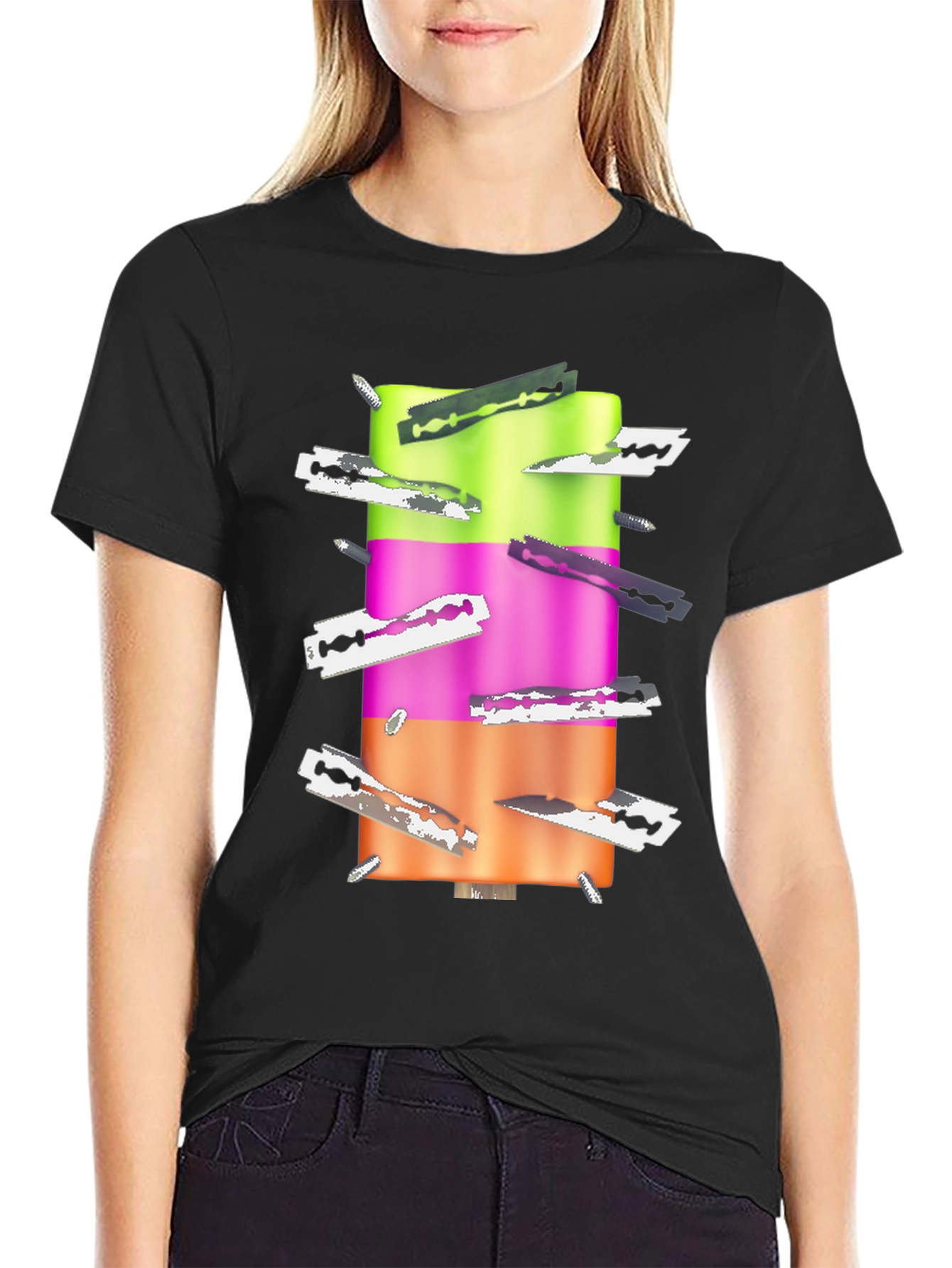 Edgy Ice Pop Tee - Razor Blade Design