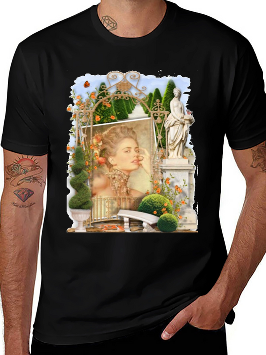 Elegant Garden Portrait Black T-Shirt