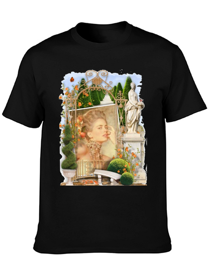 Elegant Garden Portrait Black T-Shirt