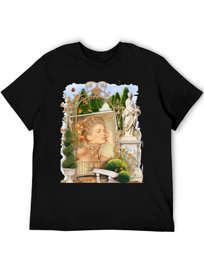 Elegant Garden Portrait Black T-Shirt