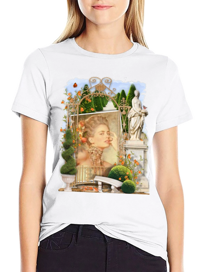 Elegant Garden Portrait Black T-Shirt